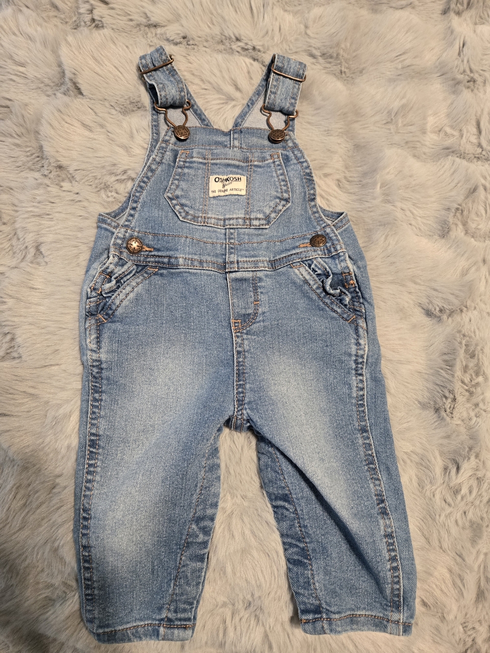 OshKosh B'gosh Girl Denim Ruffle Pocket Overalls 6M